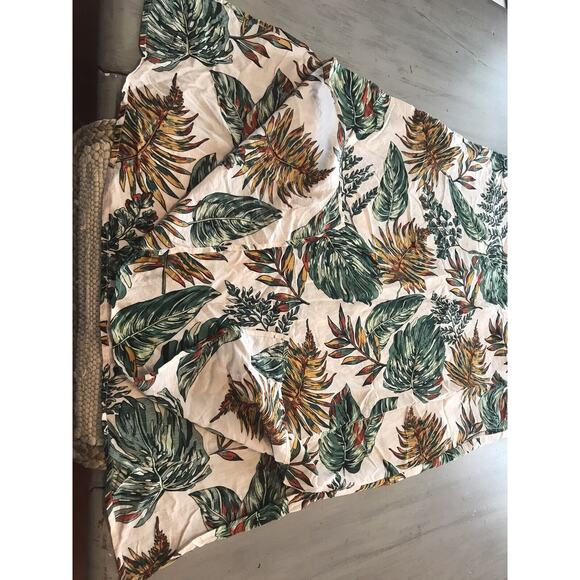 Yumi Day White Green Yellow Tropical Leaves Sun Midi Dress Cover Up Womens Sz L - Picture 3 of 11